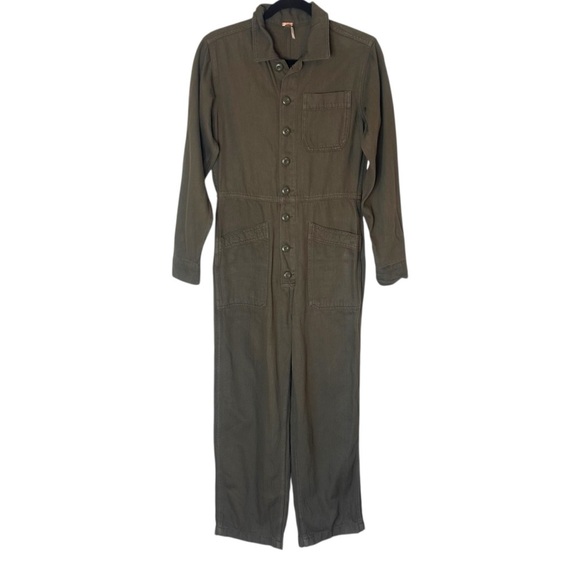 Free People Women's Gia Jumpsuit- Army Green Coveralls- Size XS - Picture 8 of 16